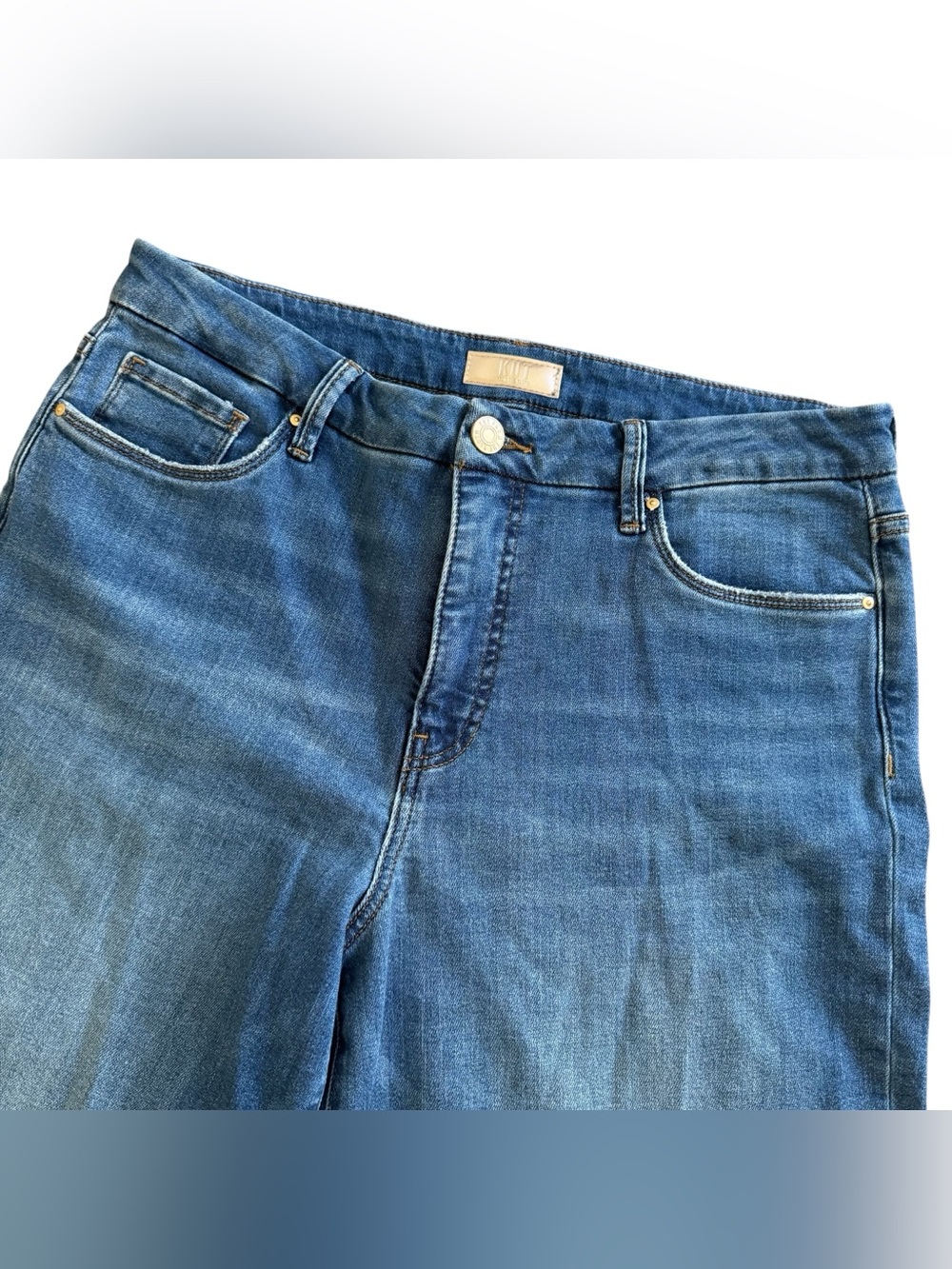 Kut Meg Fab Ab Wide Leg High Rise Inexhaustible Wash Raw Hem 12 - Picture 6 of 10